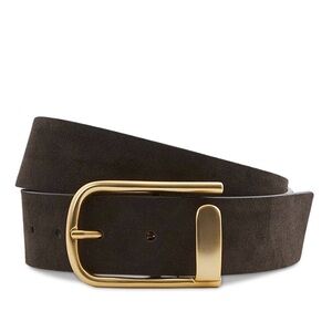 Women’s Brown Suede Belt with Gold Buckle